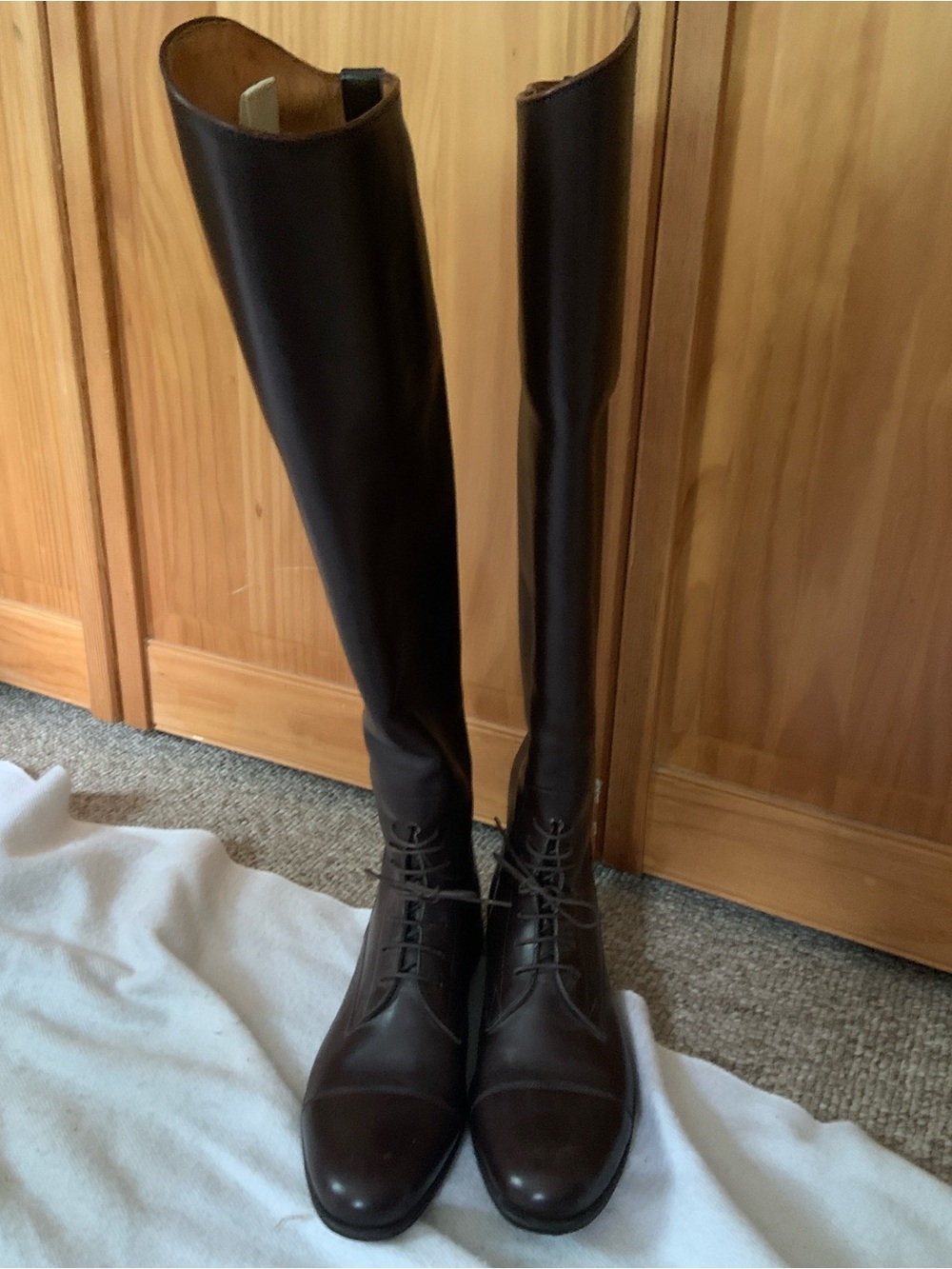 VOGEL BROWN CUSTOM TALL ENGLISH FIELD BOOTS 7.5 slim calfskin riding equestrian - Picture 2 of 14